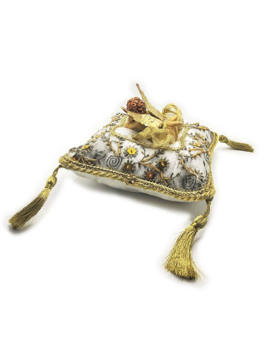 Cuscino con angioletto bianco e dorato – Artigianato delle Filippine