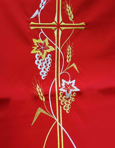 Voile liturgique rouge pour lutrin brodé or – Eucharistie