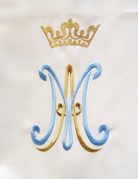 Lectern Veil – Embroidered Marian Symbol and Blue Flowers