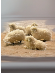 Moutons en fourrure décoration village de Noël - 5 pcs