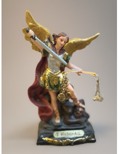 Statua di San Michele Arcangelo in Resina – 11 cm – Dipinta a Mano