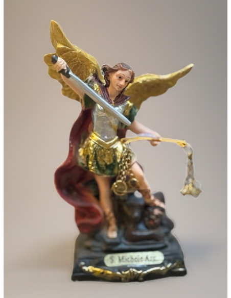 Statue des Erzengels Michael aus Harz – 11 cm – Handbemalt