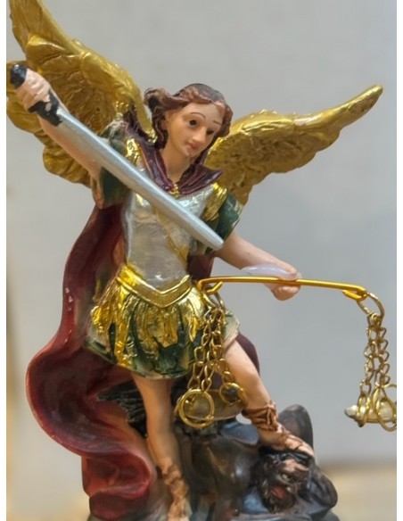 Statua di San Michele Arcangelo in Resina – 11 cm – Dipinta a Mano