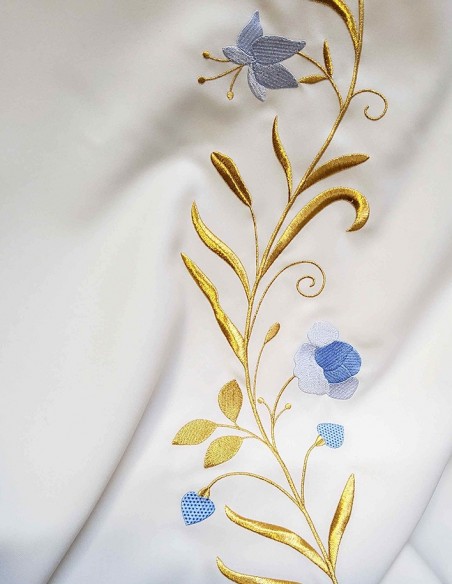 Lesepultvelum – Marianisches Symbol und blaue Blumen