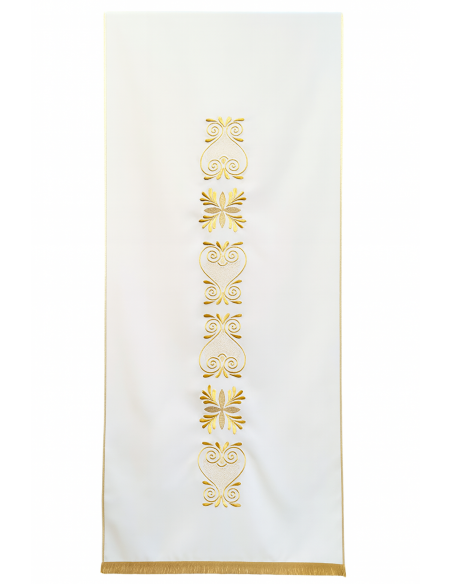 Voile pour lutrin – Brodé de liserés fleuris au centre en fil d’or