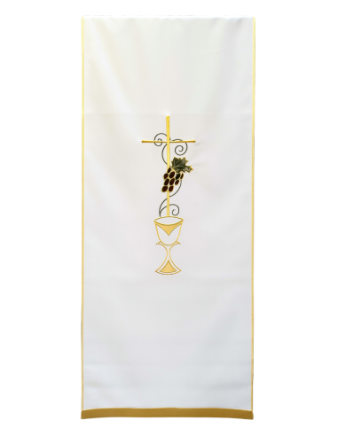 Lectern Veil – Cross with Chalice and Purple Grapes Embroidered in Gold