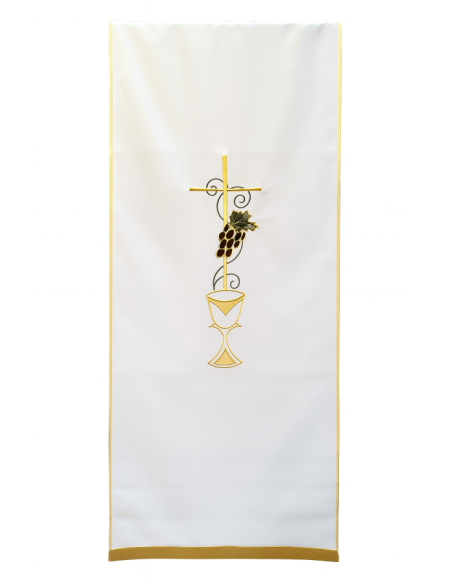 Lectern Veil – Cross with Chalice and Purple Grapes Embroidered in Gold