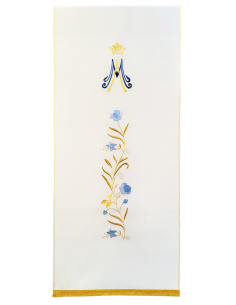 Velo per leggio – Corona mariana e fiori blu