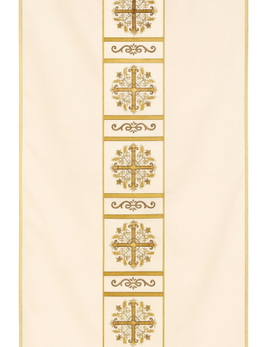 Velo litúrgico color crema con cruces doradas | 50×250 cm