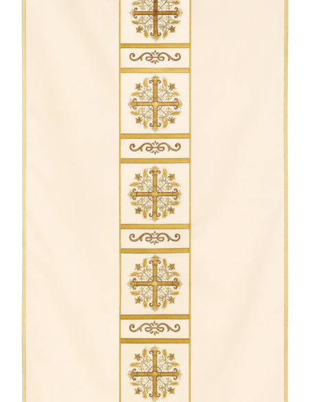 Velo litúrgico color crema con cruces doradas | 50×250 cm
