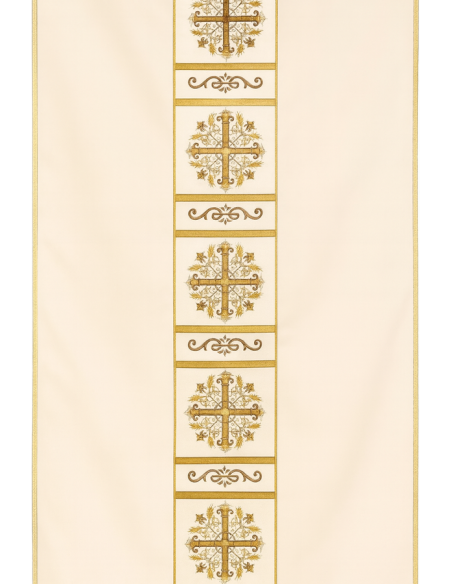 Voile liturgique blanc crème à croix dorées | 50×250 cm