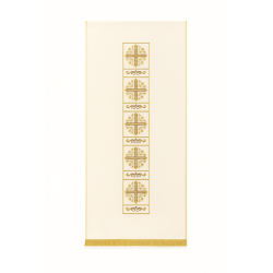 Crèmekleurige liturgische sluier met gouden kruisen