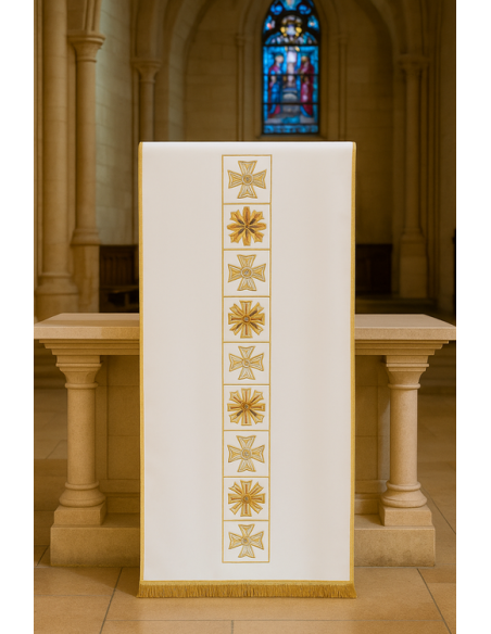 Lesepultvelum – Goldstickerei mit Kreuz- und Blumenmotiven