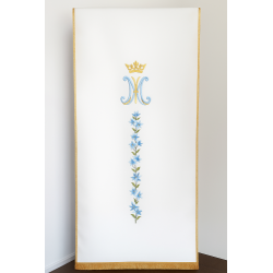 Lesepultvelum – Gekröntes Marienmonogramm und Blumenmotiv
