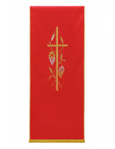 Voile pour lutrin – Croix, épis et grappes brodés or