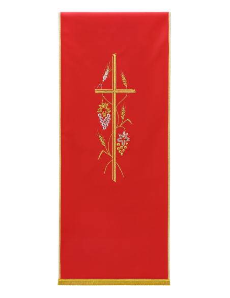 Lectern Veil – Cross, Wheat and Grapes Embroidered in Gold