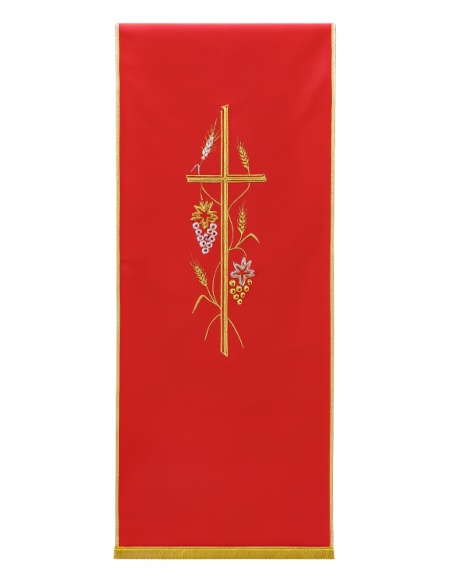 Voile pour lutrin – Croix, épis et grappes brodés or