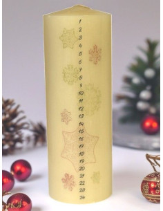 Adventskerze aus Naturwachs – Schneeflocken & 24-Tage-Kalender | Saint Christophe