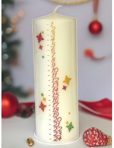 Bougie de l’Avent décorative – Feuilles et étoiles dorées