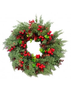 Couronne de Noël avec baies rouges Ø 44 cm – Fait main