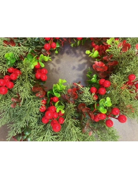 Corona di Natale con bacche rosse – Ø 44 cm