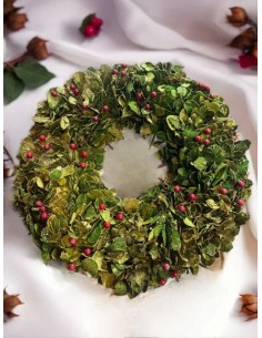 Corona de Navidad con bayas decorativas - 42 cm