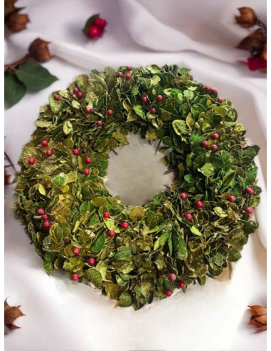 Corona de Navidad con bayas decorativas - 42 cm