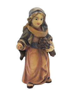 Jonge herderin met houtbosje - houten beeldje 8 cm