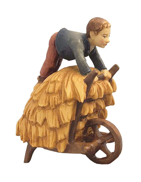 Herderkind op strokar - houten beeldje 10 cm