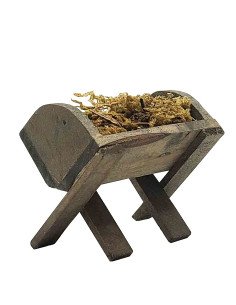 Mangeoire en bois avec mousse - décoration pour crèche de Noël - 5 cm