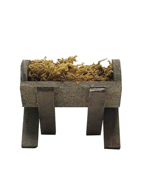 Holztrog mit Moos - Dekoration für Weihnachtskrippen - 5 cm