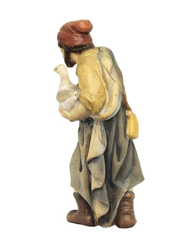 Hirte mit Gänsen - Holzfigur 11 cm