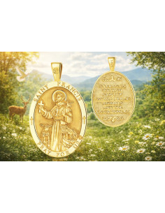 Medaglia San Francesco d’Assisi Argento 925 Placcato Oro