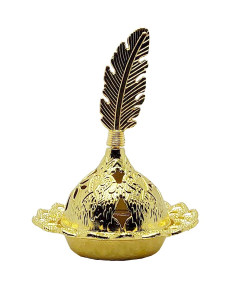 Small gold-plated incense burner - feather 1
