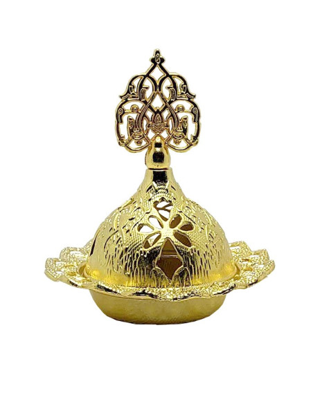 Piccolo bruciatore d'incenso dorato - Arabeschi arabi