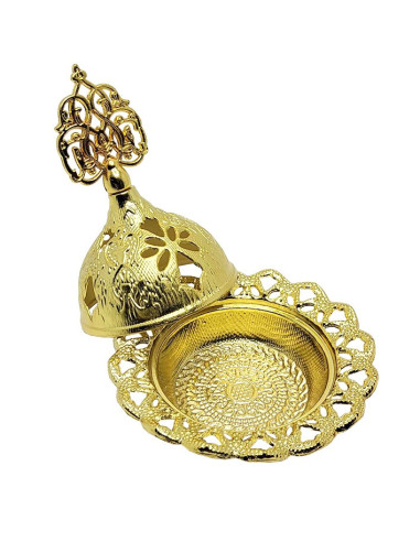 Small gilded incense burner - Arabic arabesques