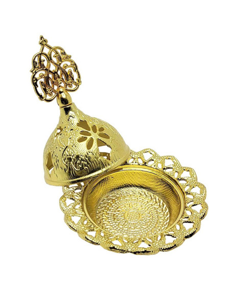 Small gilded incense burner - Arabic arabesques