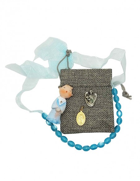 Collier de dentition pour bébé bleu pochette cadeaux pins