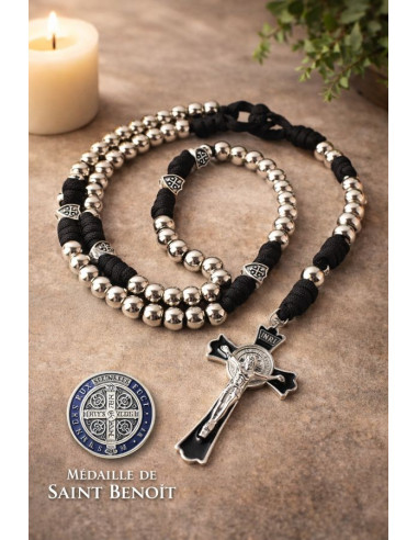 Saint Benedict Rosary – 10 mm Metal Beads