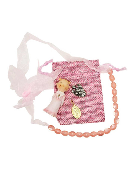Pink baby teething necklace gift bag