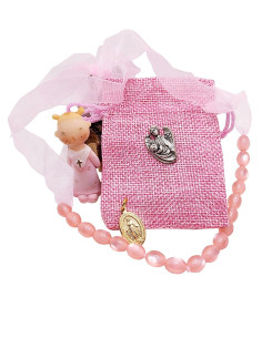 Pink baby teething necklace gift bag