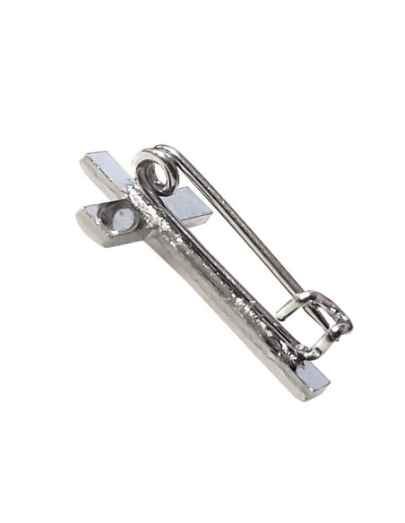 Broche Cruz para Sacerdote – Metal Plateado 25 mm
