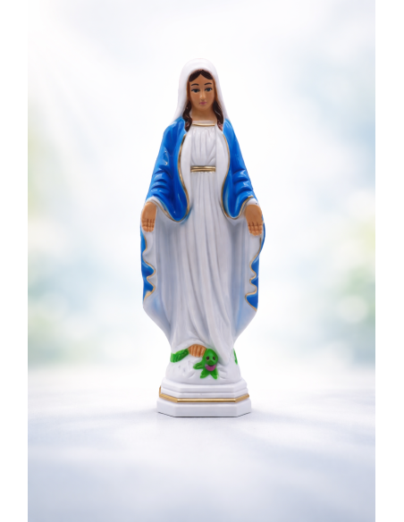 Estatua Virgen Milagrosa 25 cm plástico coloreado