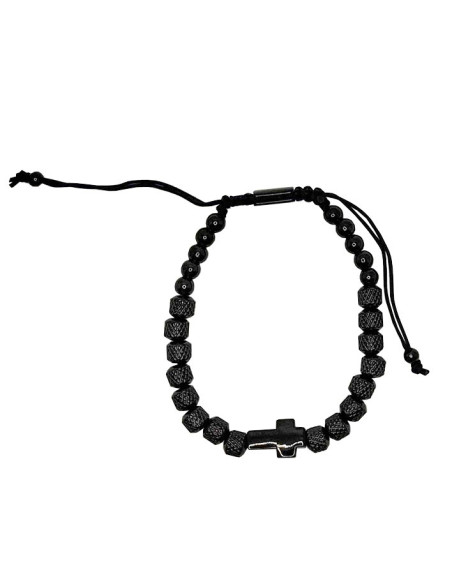 Pulsera con cruz de acero inoxidable - negro absoluto