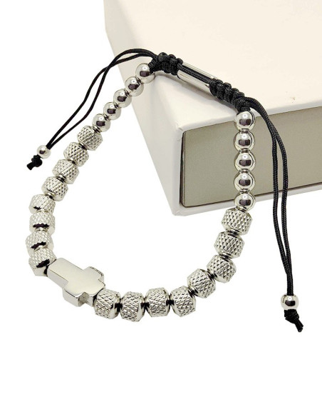 Bracelet croix en acier inoxydable - tout argent
