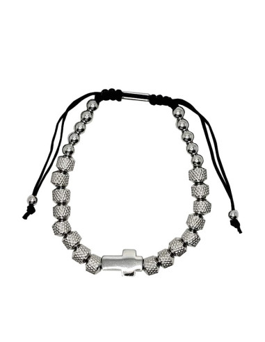 Bracelet croix en acier inoxydable - tout argent