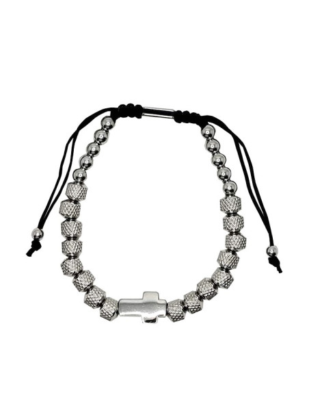 Bracelet croix en acier inoxydable - tout argent
