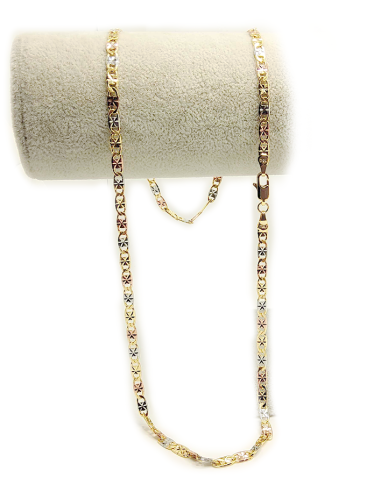 Gold-plated stainless steel laminated tricolor chain - 60 cm