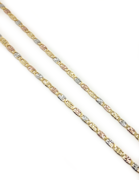 Water-resistant gold-plated laminated tricolor chain - 55 cm