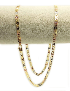 Gold-plated stainless steel laminated tricolor chain - 55 cm